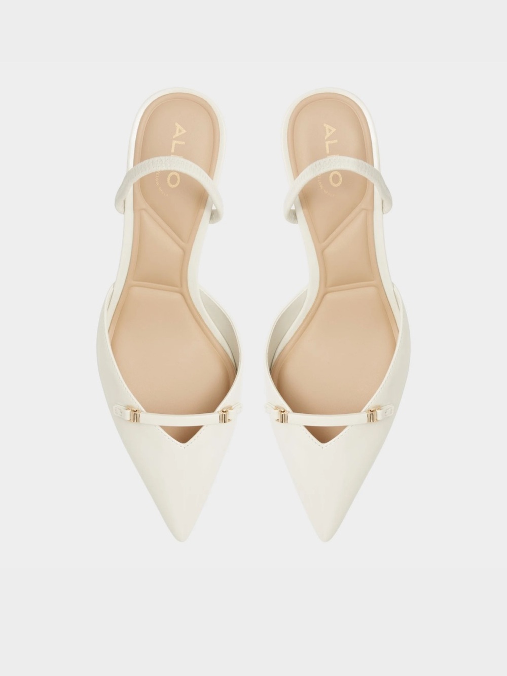 ALDO Nailah Slingback Kitten Heel in White Patent